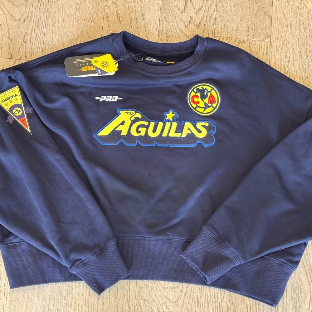 NWT Liga MX Club America Premium Women's Rib Classic Oversized Fleece Crewneck